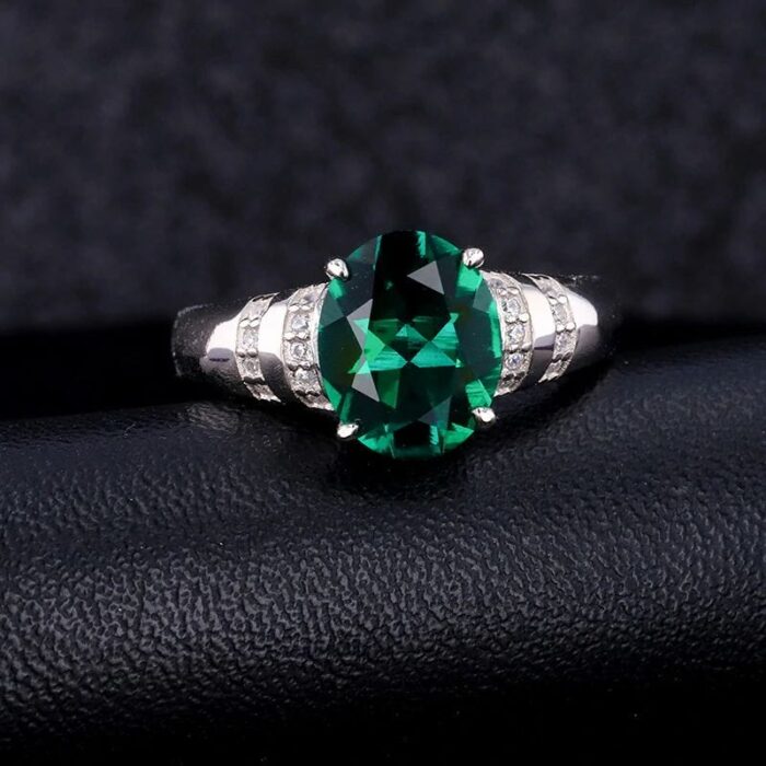 925 Silver Lab-Created Emerald Ring - Model A73-R2020996 - Image 3