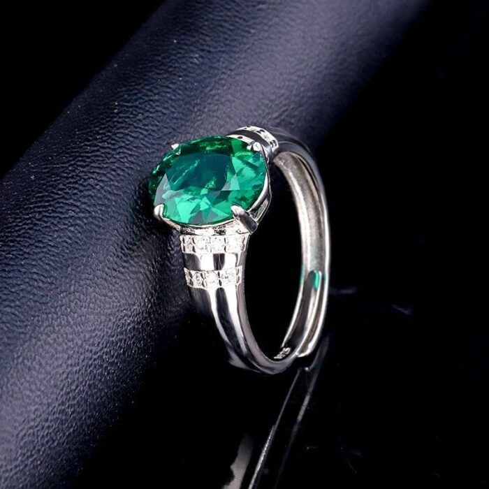 925 Silver Lab-Created Emerald Ring - Model A73-R2020996 - Image 4