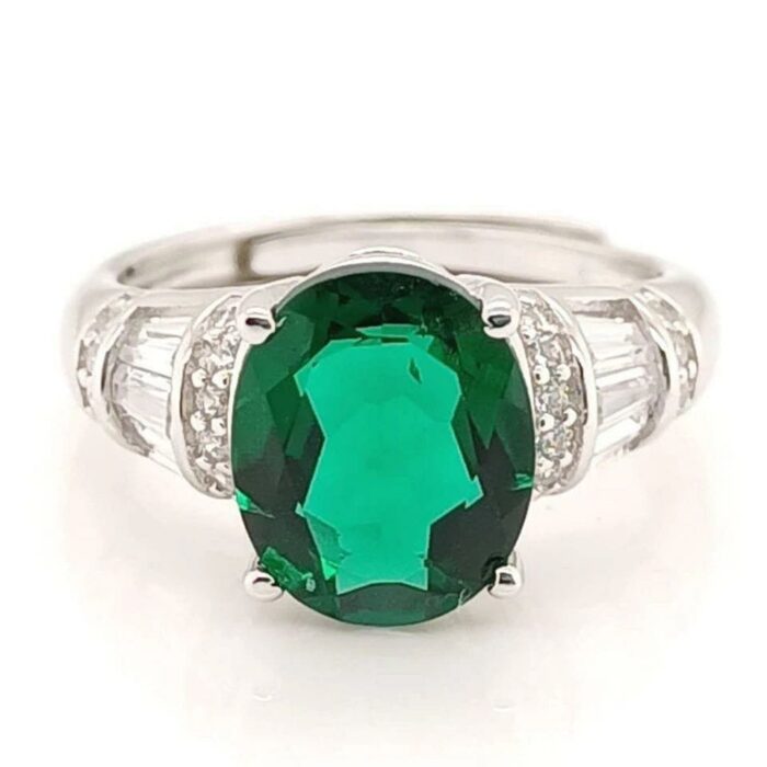 925 Silver Lab-Created Emerald Ring - Model A73-R2020996 - Image 1