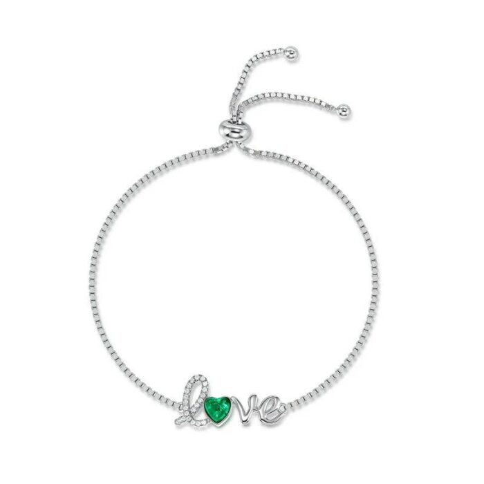 925 Silver Lab-Created Emerald Bracelet - Model A73-B2020429 - Image 1