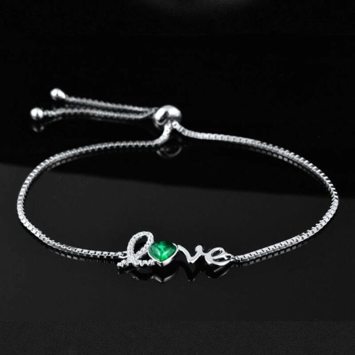 925 Silver Lab-Created Emerald Bracelet - Model A73-B2020429 - Image 3
