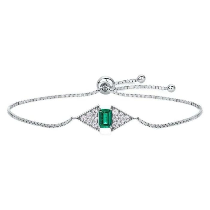 925 Silver Lab-Created Emerald Bracelet - Model A73-B2020865 - Image 1