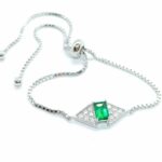 925 Silver Lab-Created Emerald Bracelet - Model A73-B2020865 - Image 3