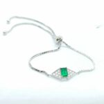 925 Silver Lab-Created Emerald Bracelet - Model A73-B2020865 - Image 4