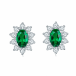 925 Silver Lab-Created Emerald Earrings - Model A73-E2020114