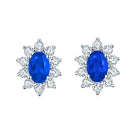 925 Silver Lab-Created Blue Sapphire Earrings - Model A73-E2020114B