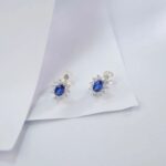 925 Silver Lab-Created Blue Sapphire Earrings - Model A73-E2020114B - Image 3
