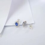 925 Silver Lab-Created Blue Sapphire Earrings - Model A73-E2020114B - Image 4