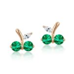 925 Silver Lab-Created Emerald Earrings - Model A73-E2020863-B