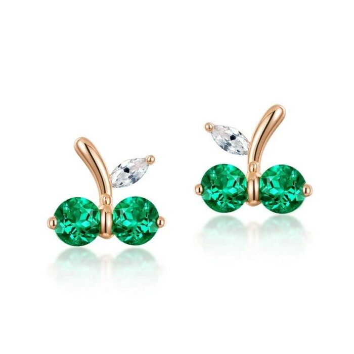 925 Silver Lab-Created Emerald Earrings - Model A73-E2020863-B - Image 1