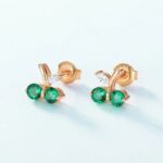 925 Silver Lab-Created Emerald Earrings - Model A73-E2020863-B - Image 2