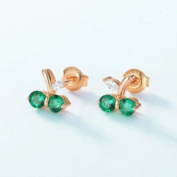 925 Silver Lab-Created Emerald Earrings - Model A73-E2020863-B - Image 2