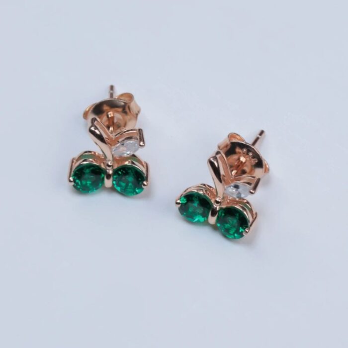 925 Silver Lab-Created Emerald Earrings - Model A73-E2020863-B - Image 3