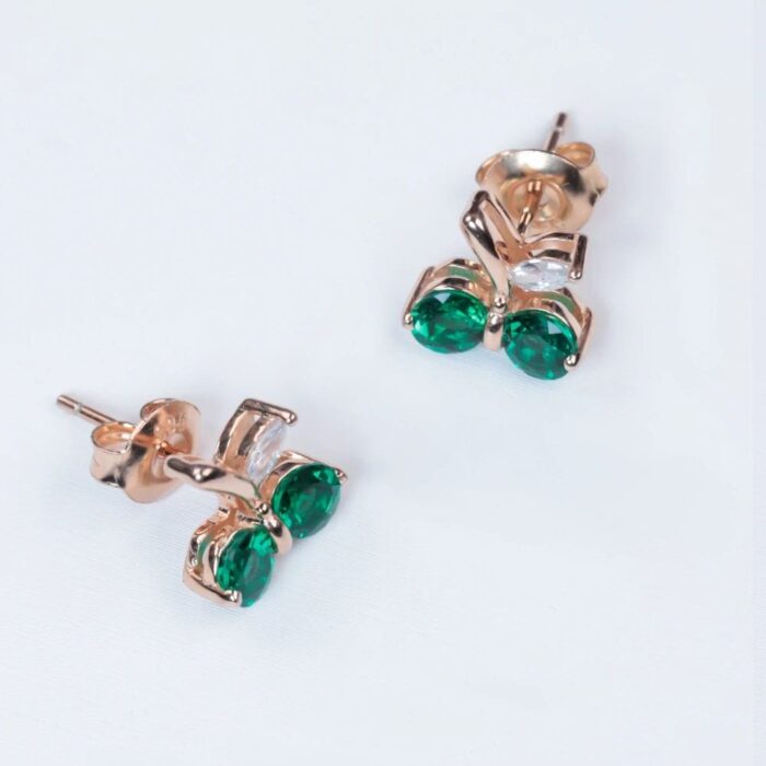925 Silver Lab-Created Emerald Earrings - Model A73-E2020863-B - Image 4