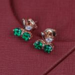 925 Silver Lab-Created Emerald Earrings - Model A73-E2020863-B - Image 5