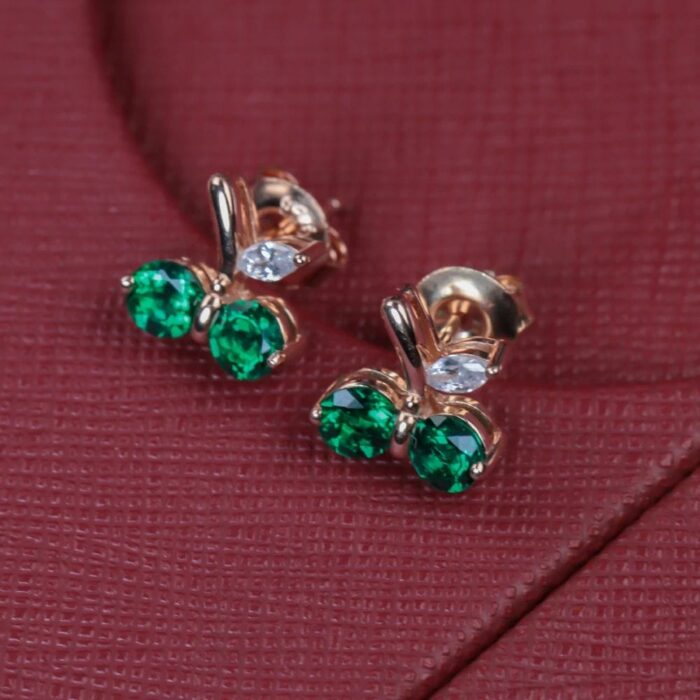 925 Silver Lab-Created Emerald Earrings - Model A73-E2020863-B - Image 5