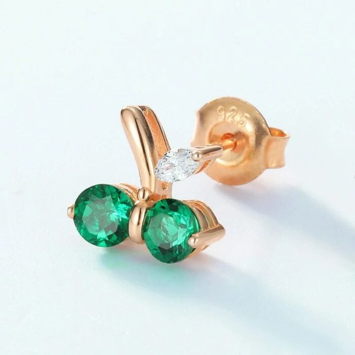 925 Silver Lab-Created Emerald Earrings - Model A73-E2020863-B - Image 6