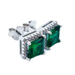 925 Silver Lab-Created Emerald Earrings - Model A73-E2020866 - Image 4