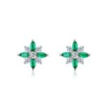 925 Silver Lab-Created Emerald Earrings - Model A73-E2020869