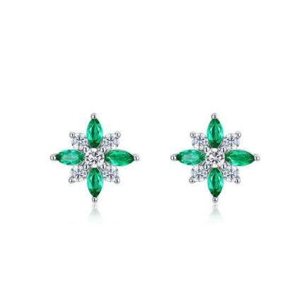 925 Silver Lab-Created Emerald Earrings - Model A73-E2020869