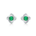 925 Silver Lab-Created Emerald Earrings - Model A73-E2020870