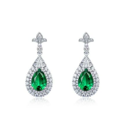 925 Silver Lab-Created Emerald Earrings - Model A73-E2020969