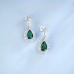 925 Silver Lab-Created Emerald Earrings - Model A73-E2020969 - Image 2