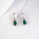 925 Silver Lab-Created Emerald Earrings - Model A73-E2020969 - Image 5