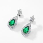 925 Silver Lab-Created Emerald Earrings - Model A73-E2020969 - Image 6