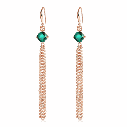 925 Silver Lab-Created Emerald Earrings - Model A73-E2020983