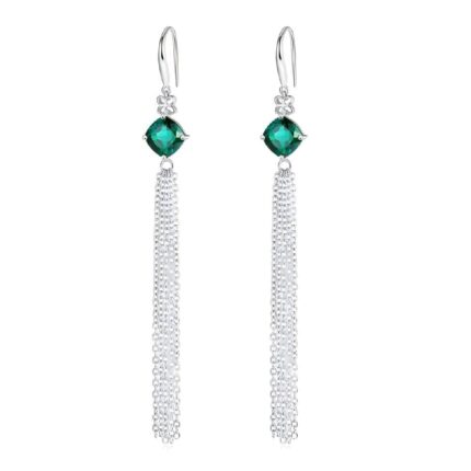 925 Silver Lab-Created Emerald Earrings - Model A73-E2020983R