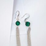 925 Silver Lab-Created Emerald Earrings - Model A73-E2020983R - Image 3