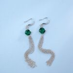 925 Silver Lab-Created Emerald Earrings - Model A73-E2020983R - Image 4