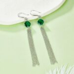 925 Silver Lab-Created Emerald Earrings - Model A73-E2020983R - Image 5