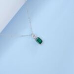 925 Silver Cultured Emerald Necklace & Small Version A73-P1917997-1 - Image 3