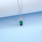 925 Silver Cultured Emerald Necklace & Small Version A73-P1917997-1 - Image 4