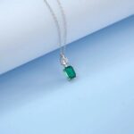 925 Silver Cultured Emerald Necklace & Small Version A73-P1917997-1 - Image 5