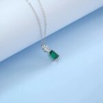 925 Silver Cultured Emerald Necklace & Small Version A73-P1917997-1 - Image 6