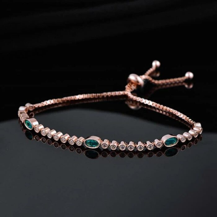 925 Silver Lab-Created Emerald Bracelet - Model B1917989R - Image 3