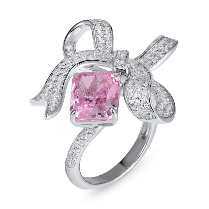 925 Silver Pink Cubic Zirconia Ring - Model CR02291F - Image 1