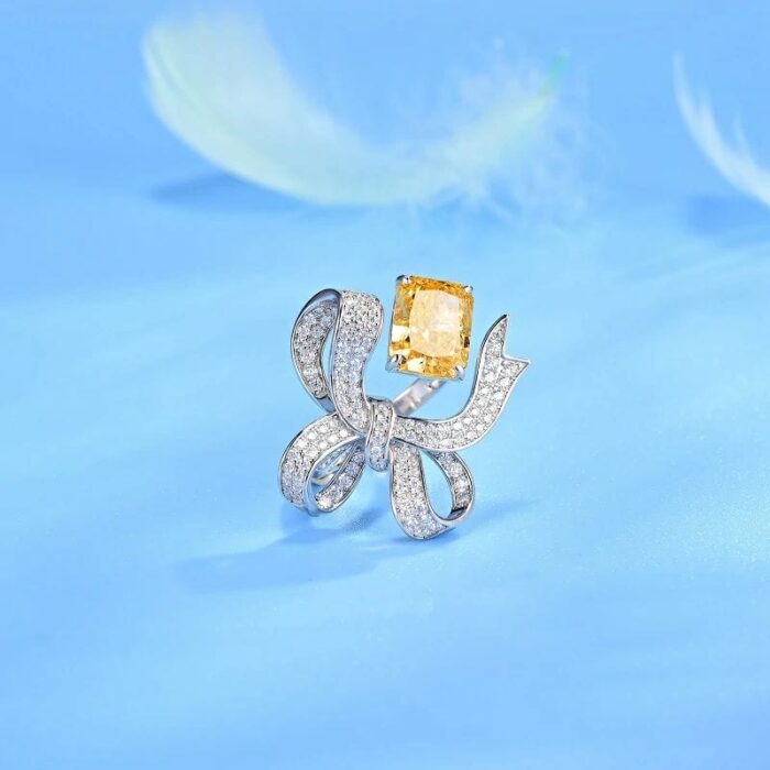 925 Silver Yellow Cubic Zirconia Ring - Model CR02291Y - Image 2