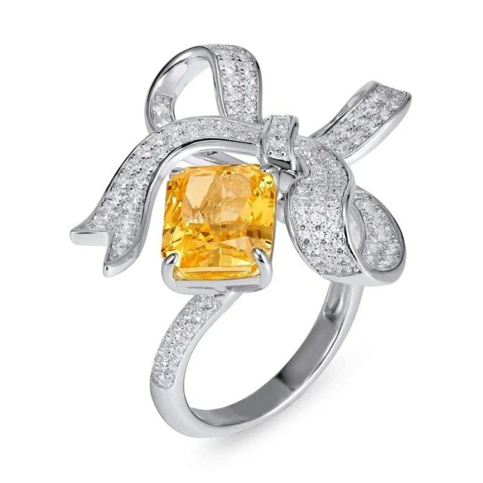 925 Silver Yellow Cubic Zirconia Ring - Model CR02291Y - Image 1