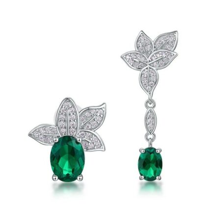 925 Silver Lab-Created Emerald Earrings - Model E0004