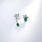 925 Silver Lab-Created Emerald Earrings - Model E0004 - Image 4