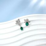 925 Silver Lab-Created Emerald Earrings - Model E0004 - Image 5