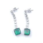 925 Silver Lab-Created Emerald Earrings - Model E0016 - Image 4