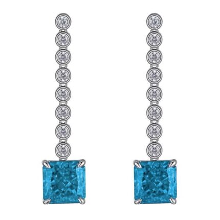 925 Silver Aquamarine Cubic Zirconia Earrings E0016B