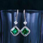 925 Silver Lab-Created Emerald Earrings - Model E0037 - Image 2