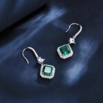 925 Silver Lab-Created Emerald Earrings - Model E0037 - Image 4