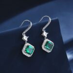 925 Silver Lab-Created Emerald Earrings - Model E0037 - Image 5